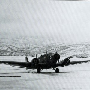Junkers Ju 52 Nazi Luftwaffe Aircraft Landing In Winter Snow