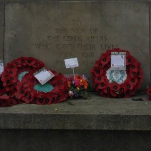 Leeds St Peter War Memorial.  Wreaths And Birthday Message