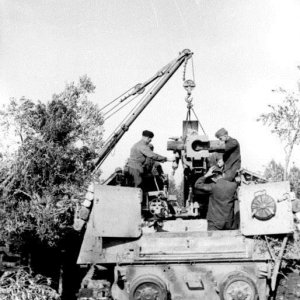 Replacing The Cannon On A Nashorn Tank Destroyer Of The 525th Heavy Tank Hunter Battalion