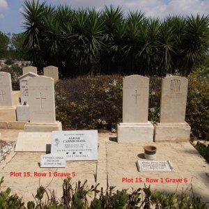 Plot 15. Row 1 Grave 5 and 6. Imtarfa Military Cemetery, Malta.