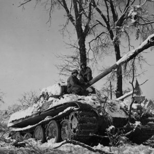 2nd Armored Division With Captured Panther - Grandmenil Belgium 1945