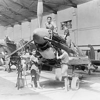 RAF Repair Spitfires At Muscats Motor Garage, Girza 1944