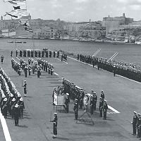 HMS Eagle Grand Harbour 1954