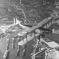 Hawker Audex biplane fly over Sliema Creek, Malta 1929