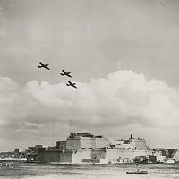 RAF Spitfires over St Angelo During The Filming of the Movie Malta Story In 1952