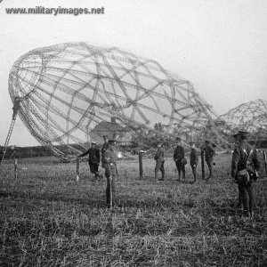 A Zeppelin shot down over Colchester