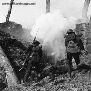 Attacking German positions