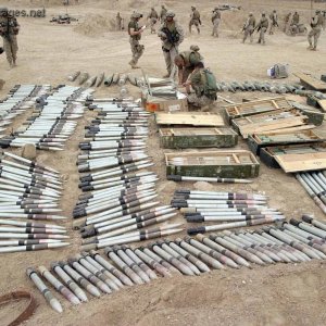Ammunition recovered at a weapons cache