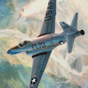 Keith Ferris depicts 1st Lieutenant Russell Brown’s Lockheed F-80C Shooting Star