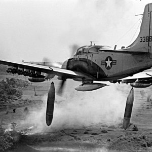 Douglas A-1 Skyraider dropping Napalm - Vietnam