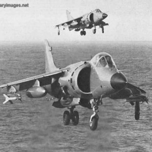 Two Sea Harriers return from a mission