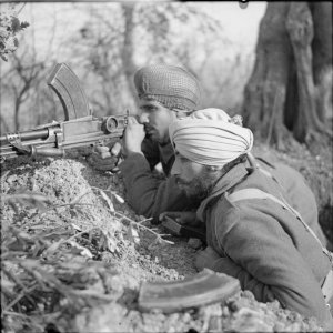 Sikh troops man a Bren gun 1944