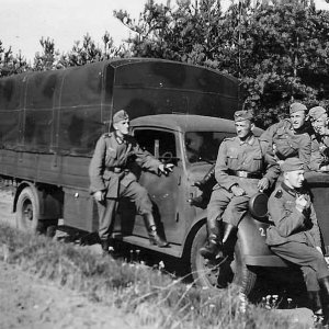 Wehrmacht Opel Blitz and soldiers