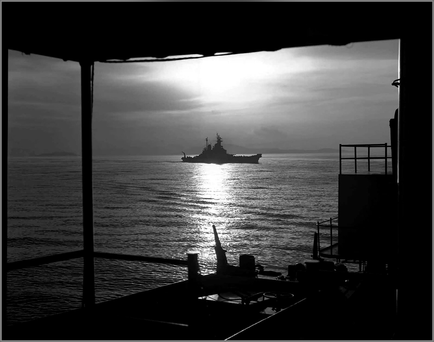 Battleship USS Iowa departing after having bombarded communist installations in Wonsan Harbor,...jpg