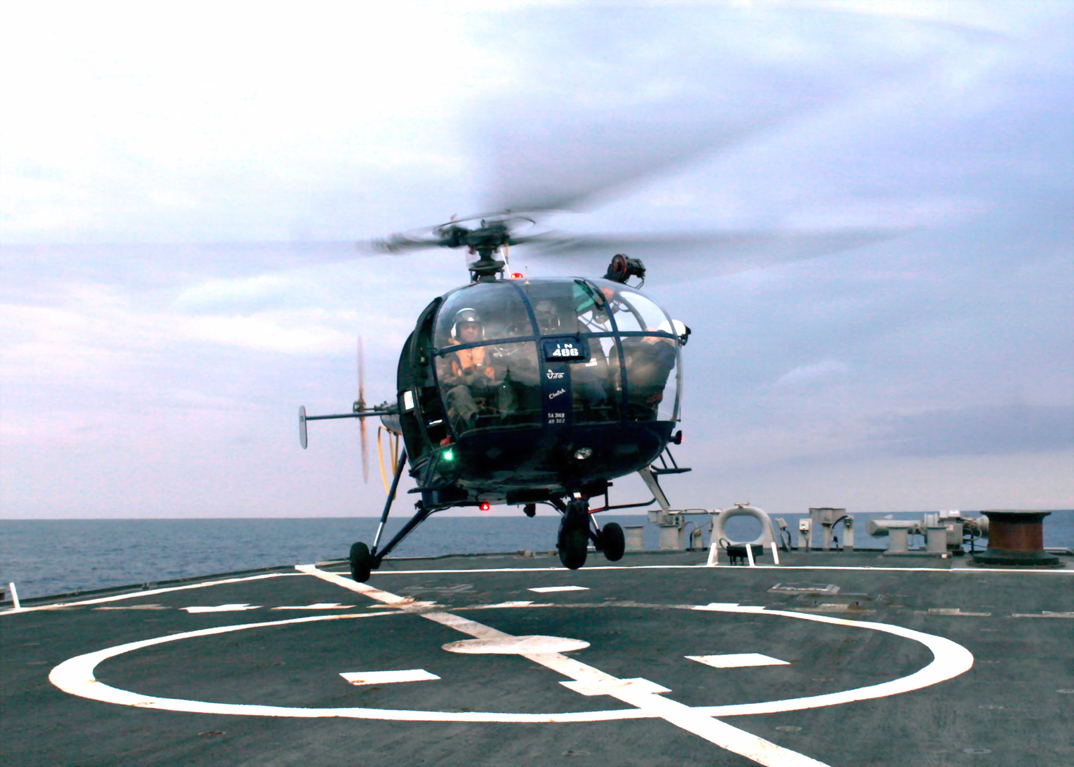 Chetak_Helicopter_from_the_INS_Rana_(D_52)_prepares_to_land_onto_the_flight_deck_of_USS_Stethe...jpg