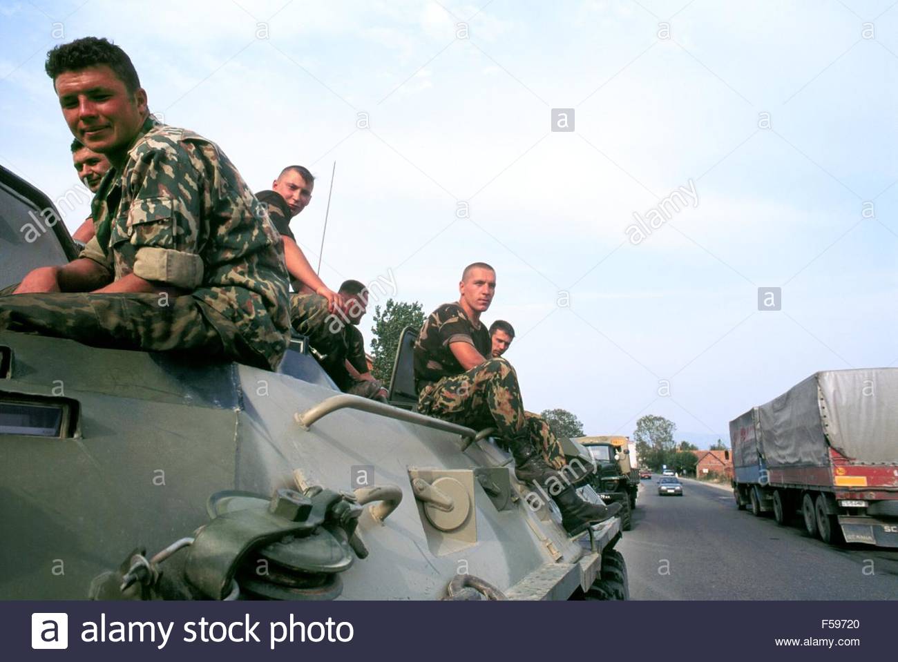 July 2000, checkpoint of Russian soldiers near Pristina airport.jpg