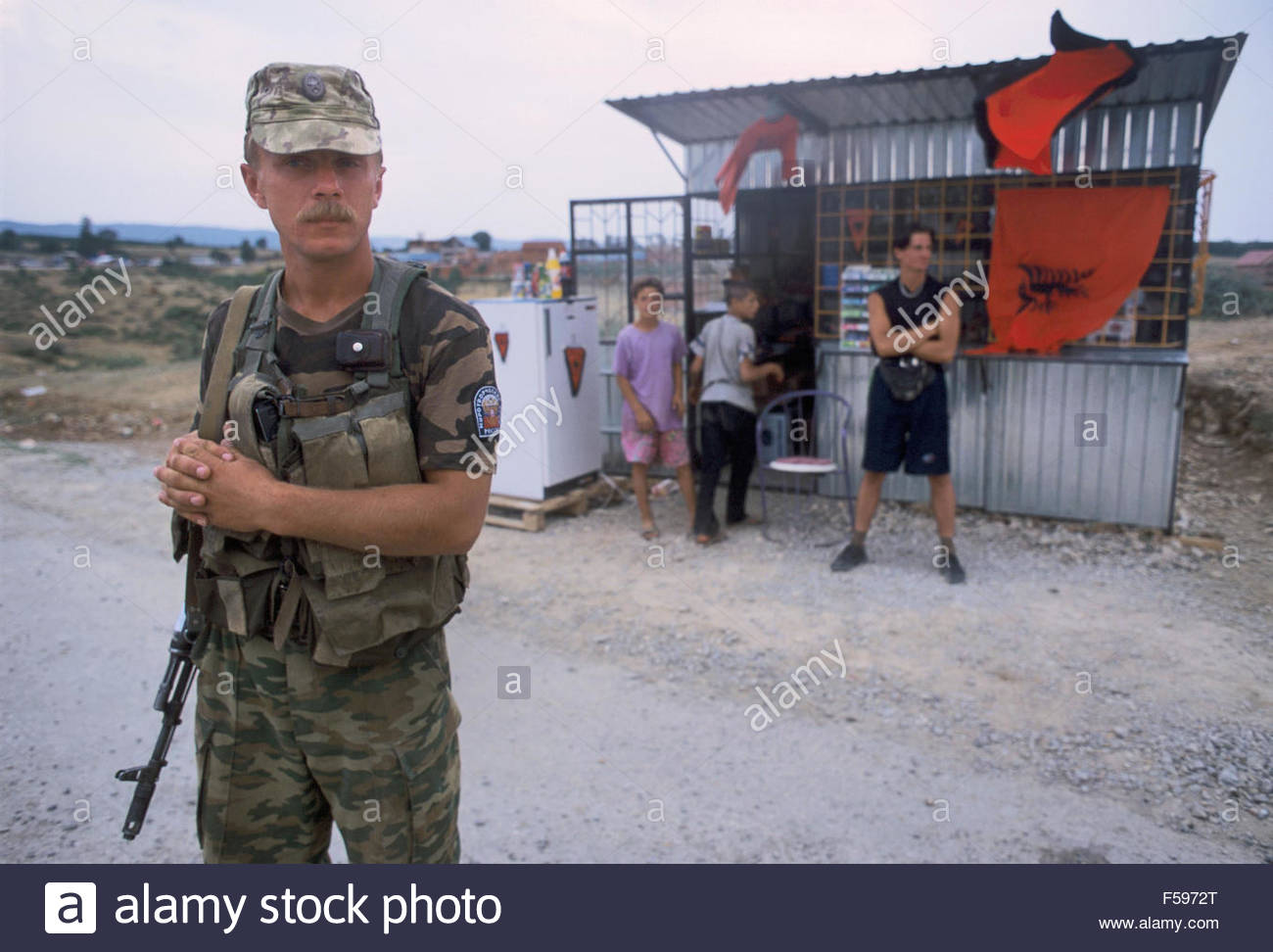 Kosovo, July 2000, checkpoint of Russian soldiers near Pristina airpor.jpg