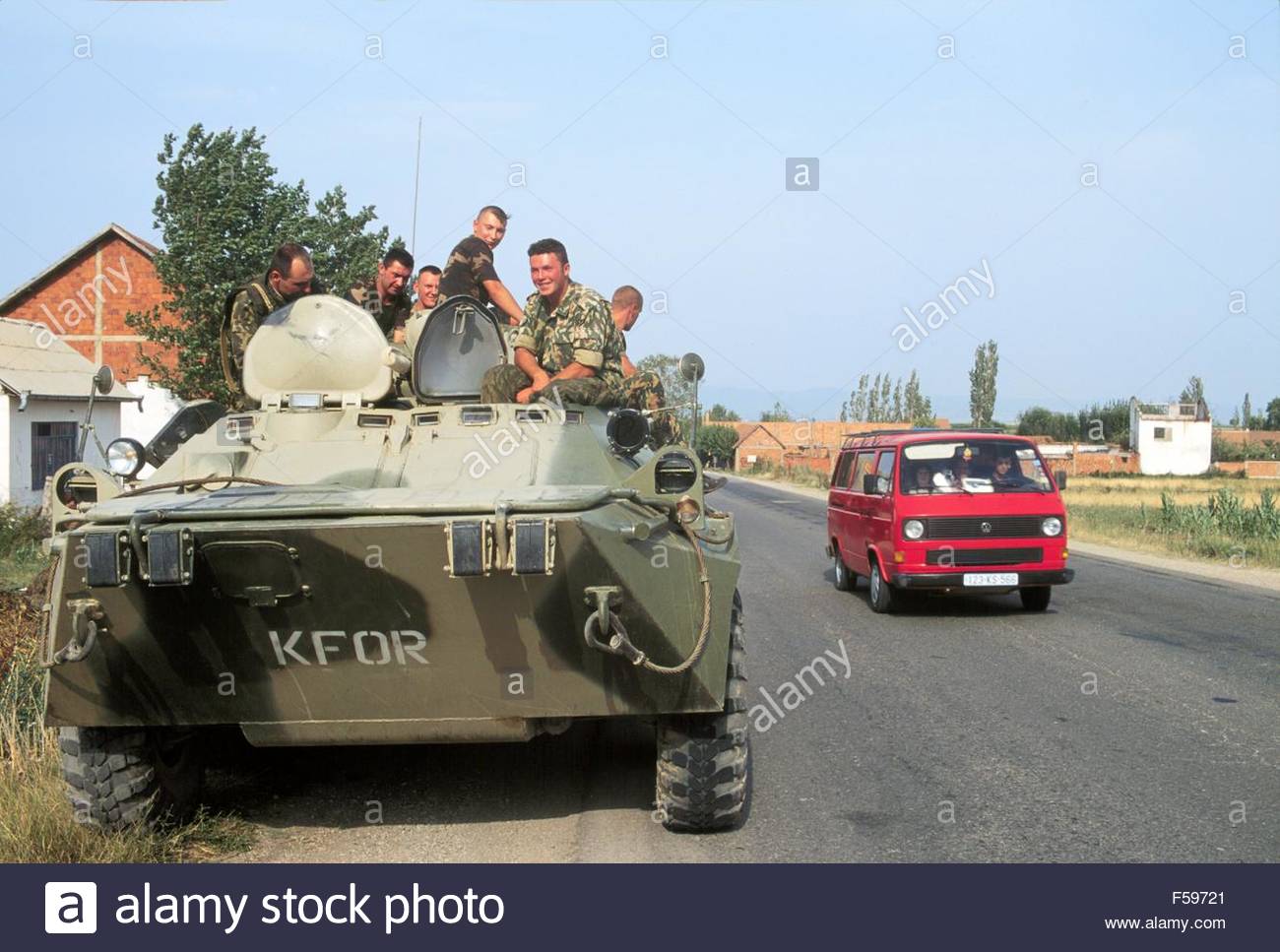 Kosovo, July 2000, checkpoint of Russian soldiers near Pristina airport.jpg