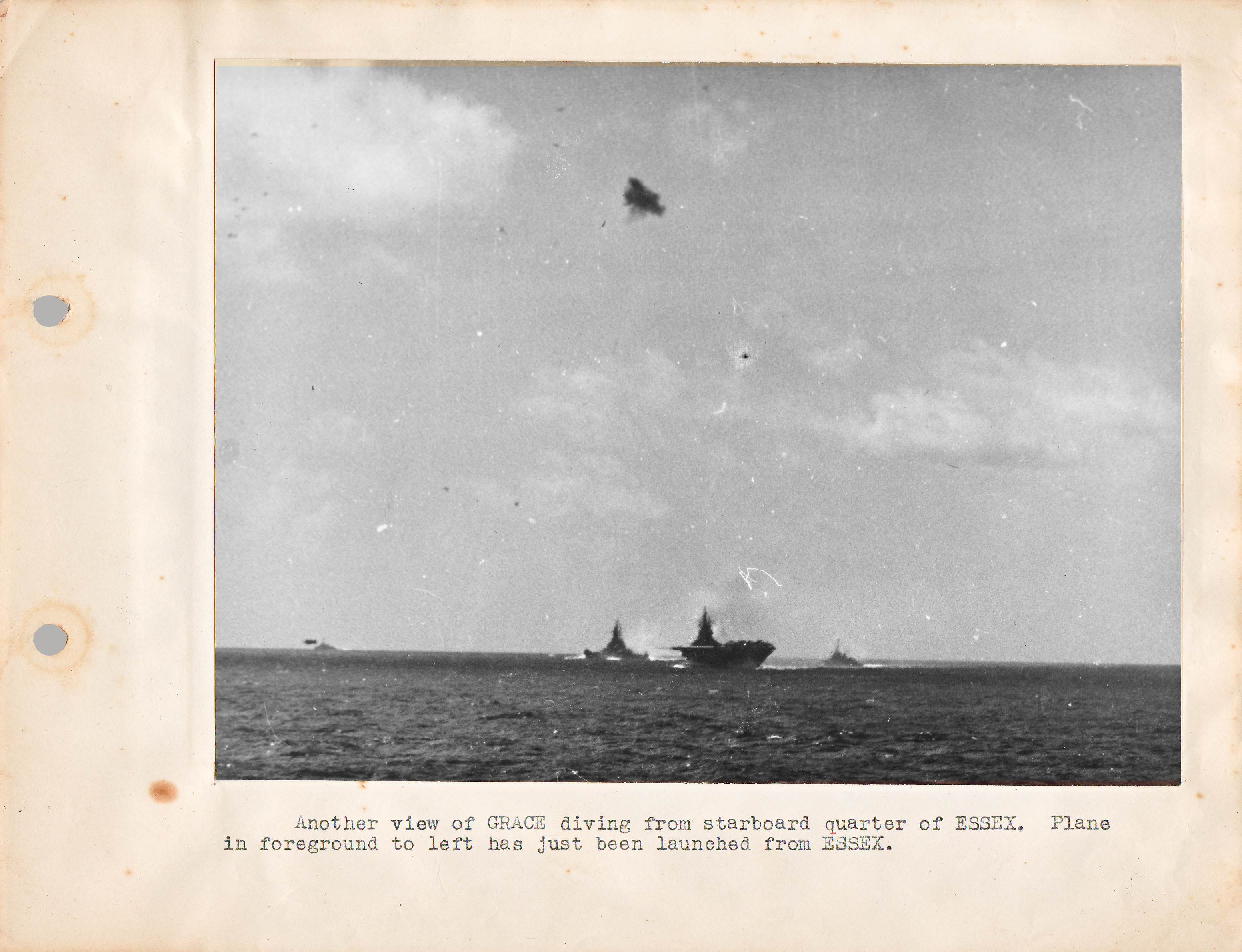 Photograph of kamikaze attack against Essex off the Philippines.1944-45.jpg