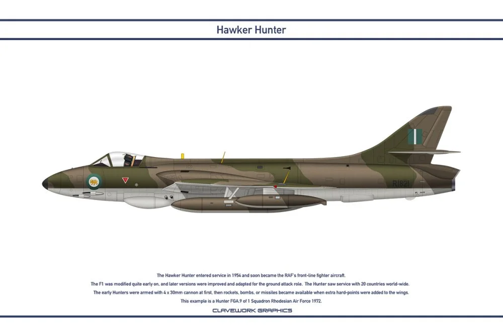 Rhodesian Hunter FGA.9 (R1821) of 1 Sqn (1972).webp