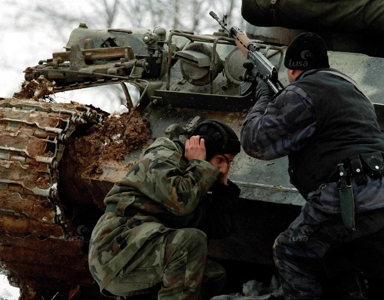 Serbian security forces in a firefight with the KLA near the village of Bukos, Tuesday, 23rd ...jpeg