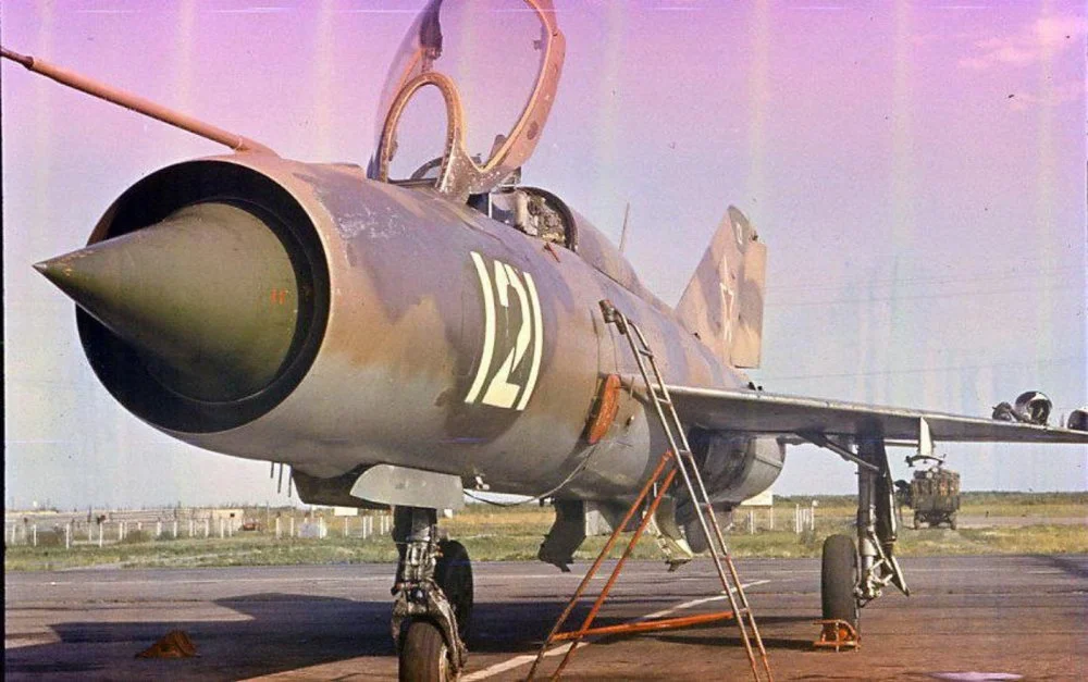Soviet MiG-21PF (121) at Kamen Na Obi VVS Academy.webp