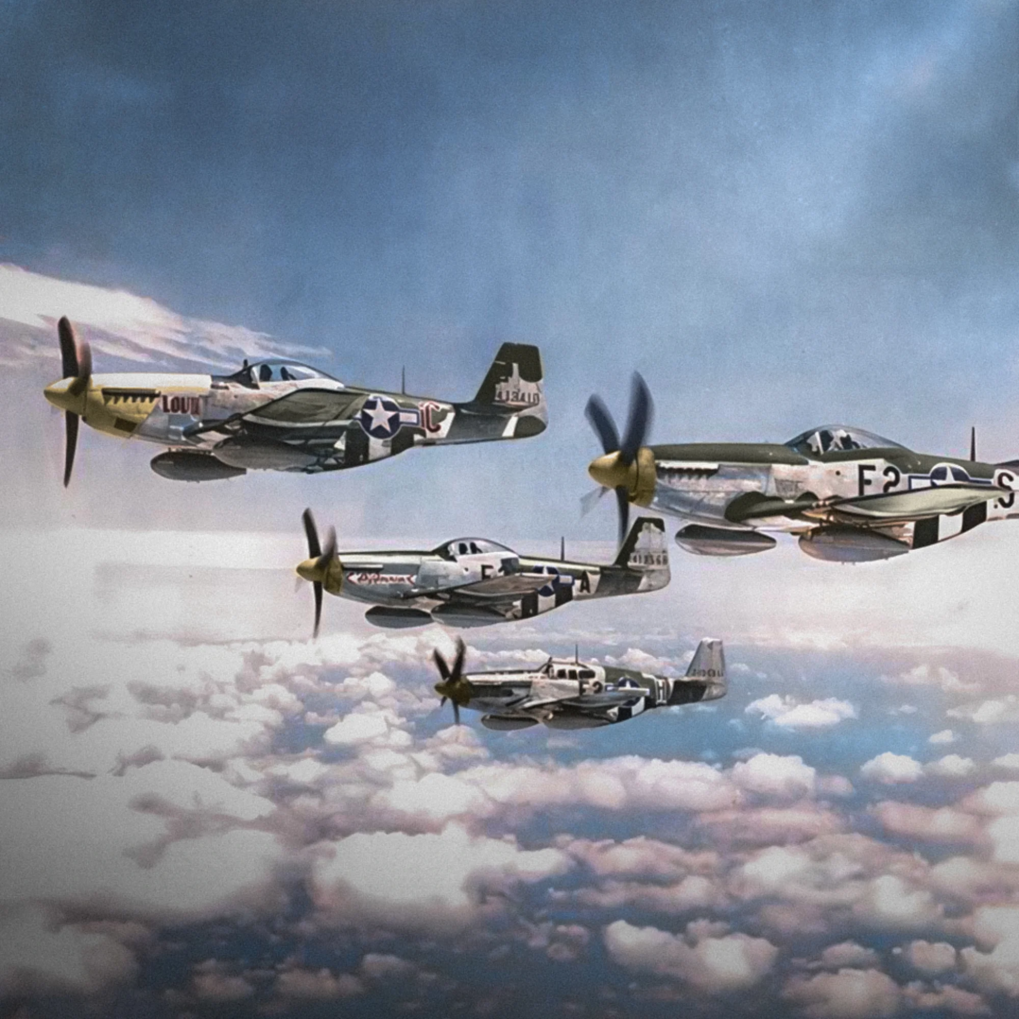 USAAF P-51 Mustangs from the 375th FS, 361st FG, from RAF Bottisham.webp