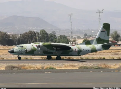 Yemeni AN-26 (1177) taxiing at Sanaa (28 November 2007).webp