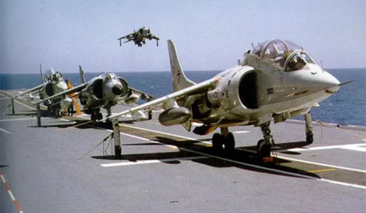 Thai Navy AV-8S & TAV-8S on HTMS Chakri Naruebet (1998).jpg