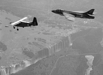 Rhodesian Hunter FGA.9 (R1198) & AL-60 over Victoria falls (1970).png