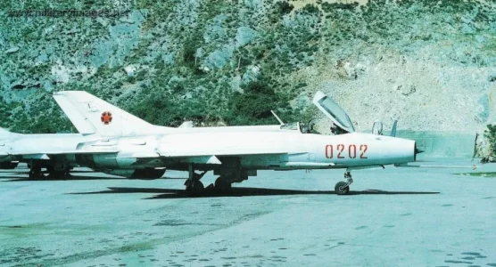 Albanian J-7 (0202 red) on ground.jpg