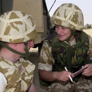 A British medic gives first aid