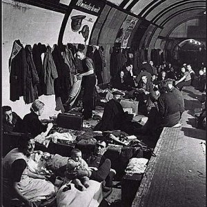 Civilians shelter from air raids
