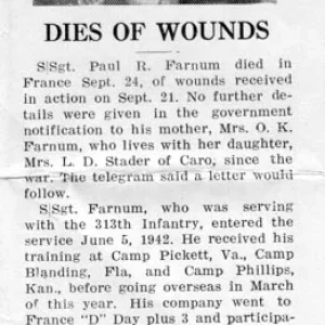 Killed in France in W.W.II.