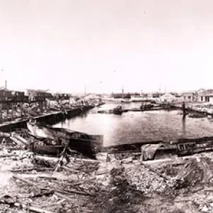 Huskisson Branch Dock No. 2 after the SS Malakand explosion