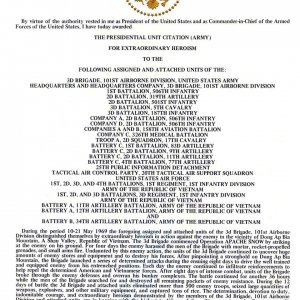 Presidential Unit Citation Dong Ap Bai