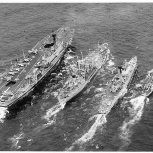 HMS Ark Royal refueling at sea Indonesian Confrontation 1965