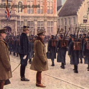 King Albert & King George V reviewing Belgian troops