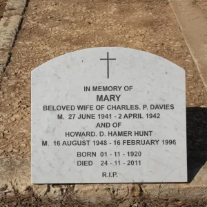 MARY HUNT  formerly DAVIES nee PULMAN