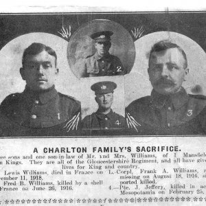 William Bros And Son In Lay Jeffery's Glosters Killed WW1