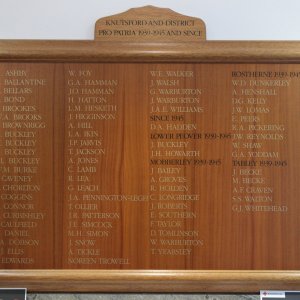 Knutsford War Memorial WW2 Wooden Panel