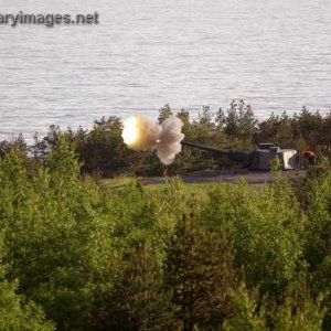 Finnish Heavy coastal gun firing