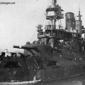 Battle damaged Tsesarevich 1904