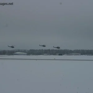 3 UH-1 Iroquois helicopters at Utti, Finland