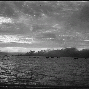 Landing Craft Loaded With Marines Head For The Smoking Beach