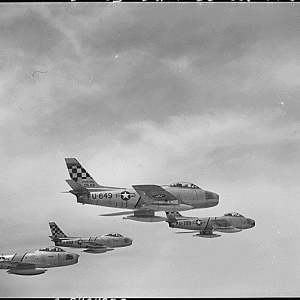 1953 May 22, OVER NORTHWEST KOREA. Sleek U.S. Air Force F-86