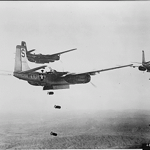 1951 October 18, B-26 Light Bombers Release bombs