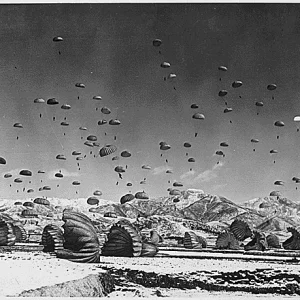 1951 Men And Equipment Being Parachuted To Earth