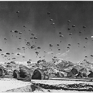 1951 Men And Equipment Being Parachuted To Earth
