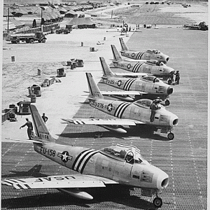 1951 June, View Of F-86 Airplanes On The Flight Line